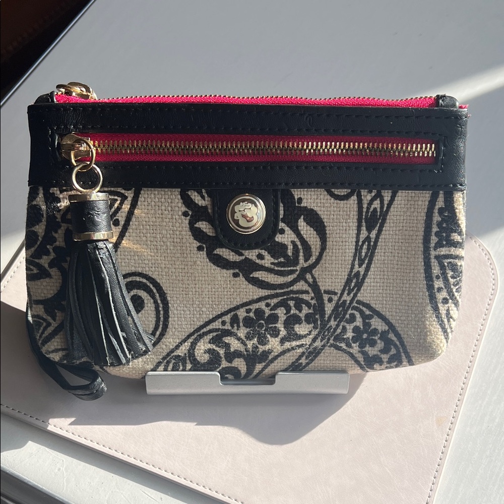 Spartina 449 Black and Cream Clutch with Tassel